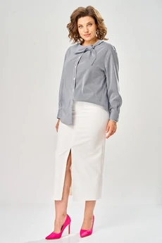 Блузка 4032 синий + белый KaVari plus size