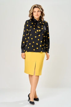 Блузка 4036 черный-горчица KaVari plus size