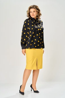Блузка 4036 черный-горчица KaVari plus size