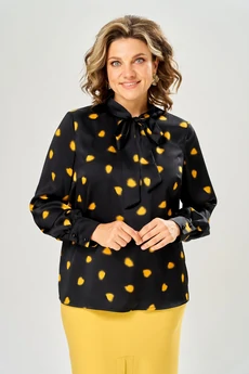 Блузка 4036 черный-горчица KaVari plus size