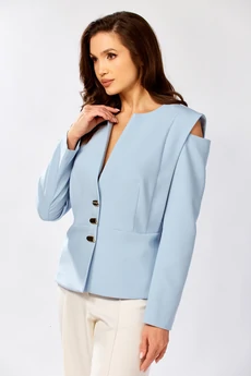 Костюм с юбкой 8060 голубой + молоко KaVari plus size