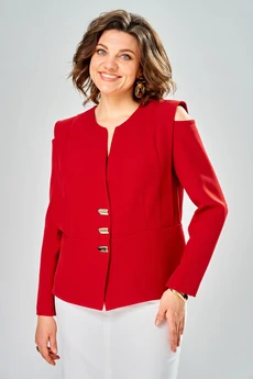 Костюм с юбкой 8060-1 красный + молоко KaVari plus size