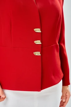 Костюм с юбкой 8060-1 красный + молоко KaVari plus size