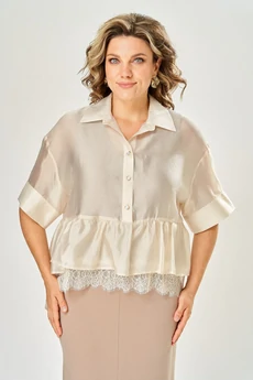 Костюм с платьем 8062-4 бежевый-молочный KaVari plus size