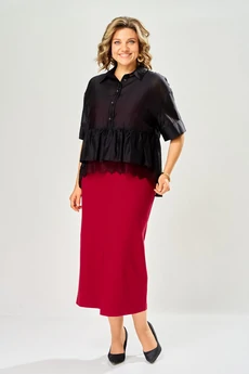 Костюм с платьем 8062-5 черный-красный KaVari plus size