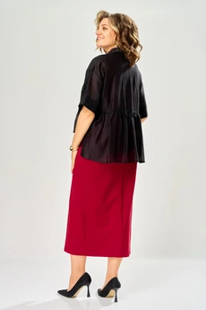 Костюм с платьем 8062-5 черный-красный KaVari plus size