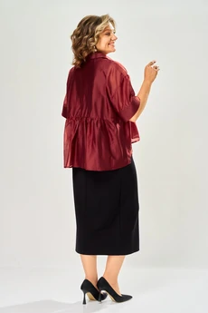 Костюм с платьем 8062-6 бордовый-черный KaVari plus size
