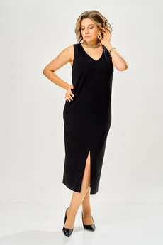 Костюм с платьем 8062-6 бордовый-черный KaVari plus size