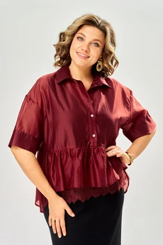 Костюм с платьем 8062-6 бордовый-черный KaVari plus size