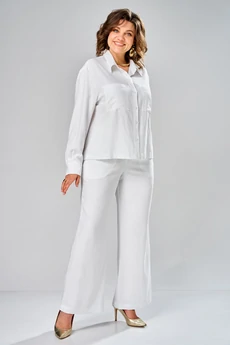 Костюм брючный 8067 белый KaVari plus size
