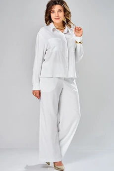Костюм брючный 8067 белый KaVari plus size