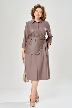 Костюм с платьем 8071 бежевый KaVari plus size