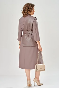 Костюм с платьем 8071 бежевый KaVari plus size