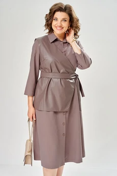 Костюм с платьем 8071 бежевый KaVari plus size