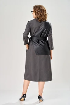 Костюм с платьем 8071-1 серо-черный KaVari plus size