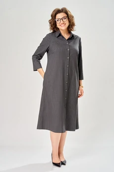 Костюм с платьем 8071-1 серо-черный KaVari plus size