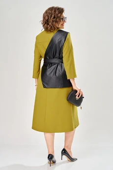 Костюм с платьем 8071-2 горчично-черный KaVari plus size