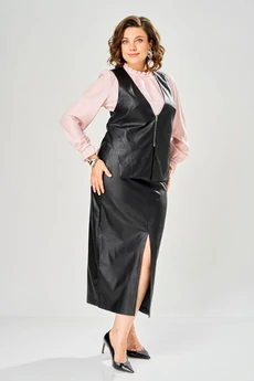 Костюм с юбкой 8072 черный KaVari plus size
