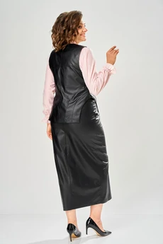 Костюм с юбкой 8072 черный KaVari plus size