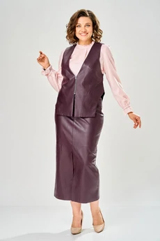 Костюм с юбкой 8072-1 бордовый KaVari plus size