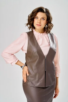 Костюм с юбкой 8072-2 коричневый KaVari plus size