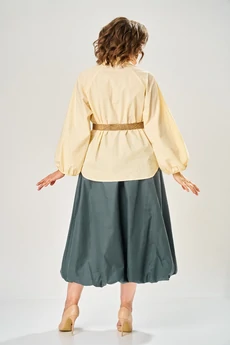 Костюм с юбкой 8073-1 сливочное масло + хаки KaVari plus size