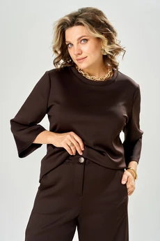 Костюм брючный 8074-1 коричневый KaVari plus size