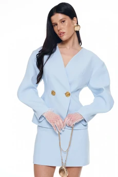 Костюм с юбкой 8057-1 голубой KaVari