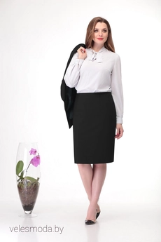 Костюм с юбкой В-312 черный Karina Delux