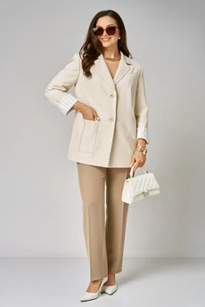 Костюм брючный 1365 молочно-бежевый Karina Delux
