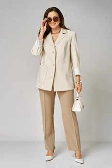 Костюм брючный 1365 молочно-бежевый Karina Delux