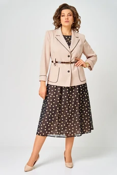 Костюм с платьем 1381 черно-бежевый Karina Delux