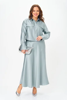 Костюм с юбкой 1412 голубой Karina Delux