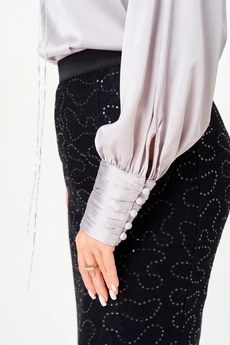 Костюм с юбкой 1416 черный + серый Karina Delux