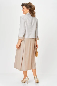Костюм с юбкой 1418 серо-бежевый Karina Delux