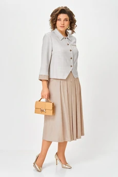 Костюм с юбкой 1418 серо-бежевый Karina Delux