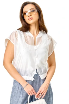 Костюм брючный 1436 голубой+белый Karina Delux