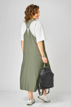 Сарафан+футболка 1437 молочный + зеленый Karina Delux