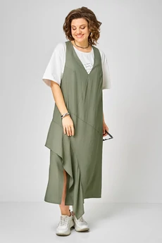 Сарафан+футболка 1437 молочный + зеленый Karina Delux