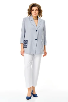 Костюм брючный 1444 голубой+белый Karina Delux