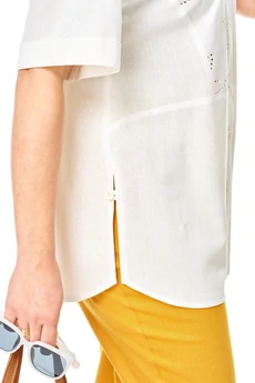 Костюм брючный 1446 молочный + желтый Karina Delux