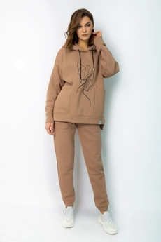 Спортивный костюм 4057-4056 капучино-1 принт Kivviwear