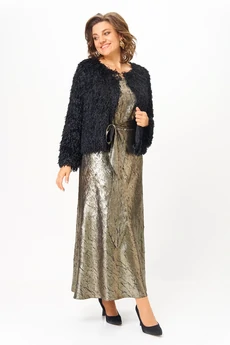 Костюм с платьем 1332 золотой + черный Кокетка и К