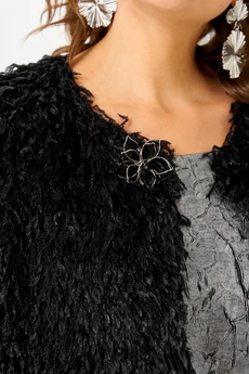 Костюм с платьем 1332 серебристый + черный Кокетка и К