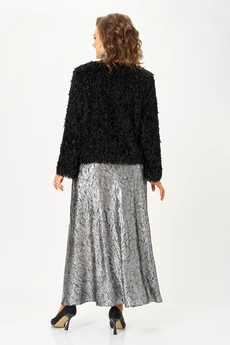 Костюм с платьем 1332 серебристый + черный Кокетка и К