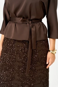 Костюм с юбкой 1334 коричневый Кокетка и К