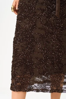 Костюм с юбкой 1334 коричневый Кокетка и К