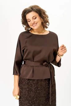 Костюм с юбкой 1334 коричневый Кокетка и К