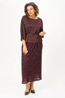 Костюм с юбкой 1334-1 бордовый Кокетка и К