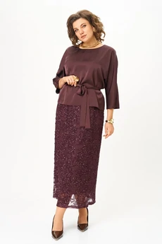 Костюм с юбкой 1334-1 бордовый Кокетка и К